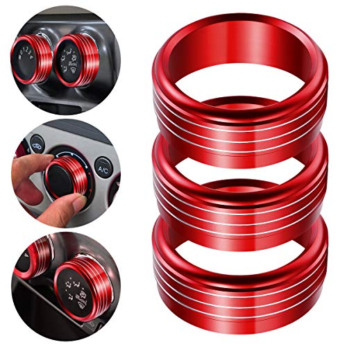 VORCOOL 3pcs Red Anodized Aluminum Climate Control Knob Ring Covers for STI Impreza Forester XV Crosstrek (Red) - Image 3