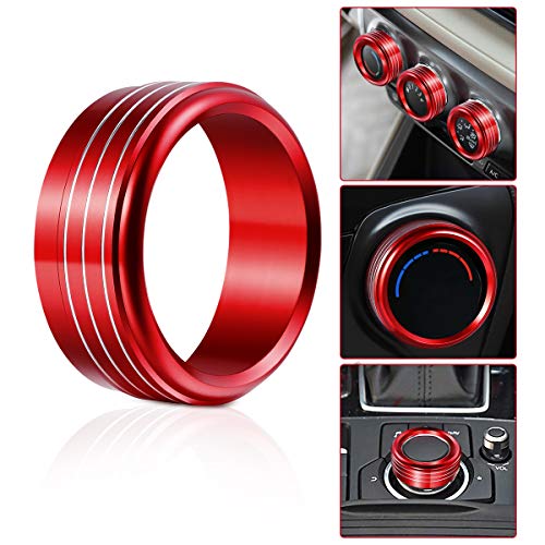 VORCOOL 3pcs Red Anodized Aluminum Climate Control Knob Ring Covers for STI Impreza Forester XV Crosstrek (Red) - Image 2