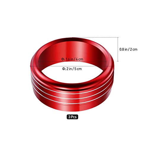 VORCOOL 3pcs Red Anodized Aluminum Climate Control Knob Ring Covers for STI Impreza Forester XV Crosstrek (Red) - Image 5