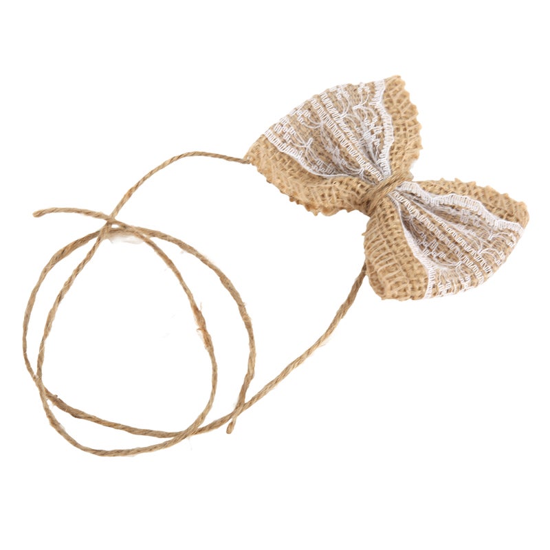 6pcs Burlap Bow Country Style Burlap Lace Bow DIY Christmas Party Wedding Home Gift Wrapping Decorations - Image 5