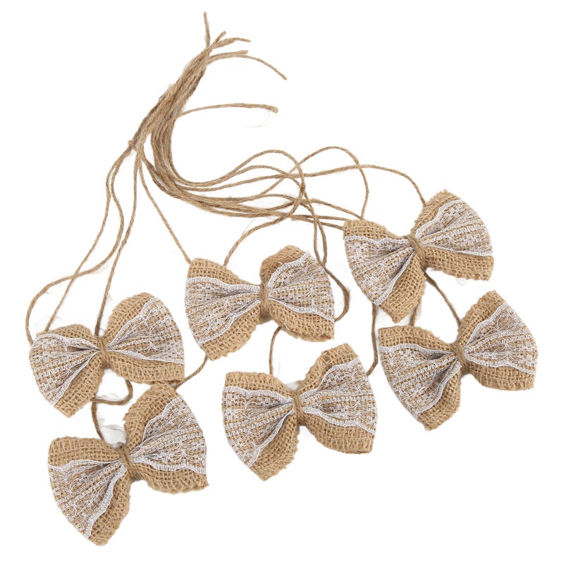 6pcs Burlap Bow Country Style Burlap Lace Bow DIY Christmas Party Wedding Home Gift Wrapping Decorations - Image 1