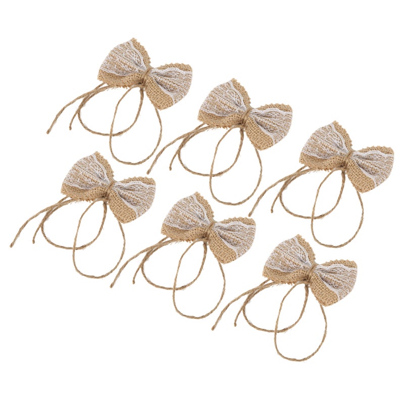 6pcs Burlap Bow Country Style Burlap Lace Bow DIY Christmas Party Wedding Home Gift Wrapping Decorations - Image 2