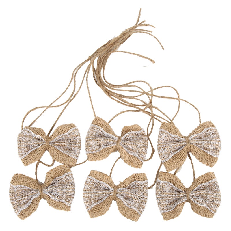 6pcs Burlap Bow Country Style Burlap Lace Bow DIY Christmas Party Wedding Home Gift Wrapping Decorations - Image 4