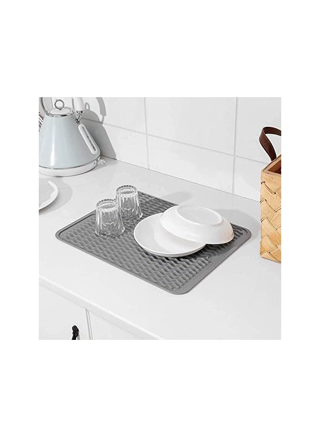 S-TOP Kitchen Insulating Dining Mat, Silicone Dish Drying Mat for Multiple Usage, Easy Clean, Eco-friendly, Heat-resistant Silicone Mat for Kitchen Counter, Sink, Refrigerator, Drawer Liner (2 Grey 16*12) - Image 4