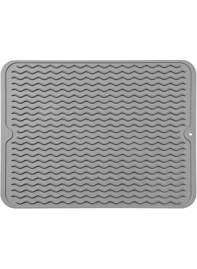 S-TOP Kitchen Insulating Dining Mat, Silicone Dish Drying Mat for Multiple Usage, Easy Clean, Eco-friendly, Heat-resistant Silicone Mat for Kitchen Counter, Sink, Refrigerator, Drawer Liner (2 Grey 16*12) - Image 1