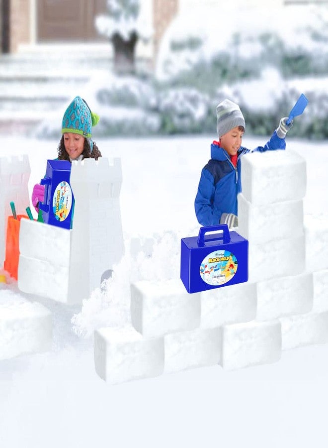 Holady Snow Fort Building Block, Snow Brick Maker and Sand Castle Mold, Beach and Snow Toys Kits for Kids, Outdoor Winter and Summer Fun Set Toys-Blue - Image 3