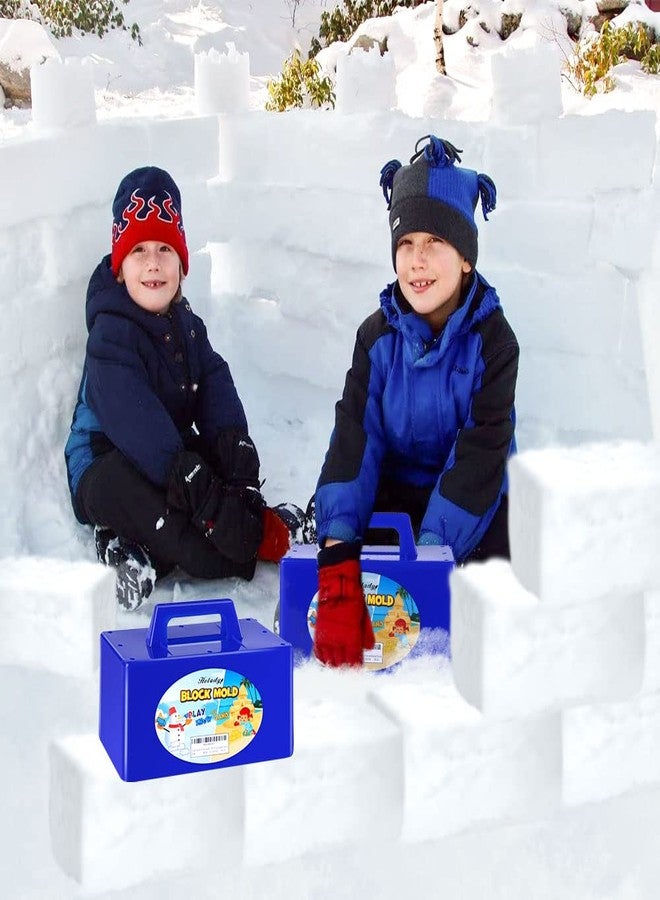 Holady Snow Fort Building Block, Snow Brick Maker and Sand Castle Mold, Beach and Snow Toys Kits for Kids, Outdoor Winter and Summer Fun Set Toys-Blue - Image 2