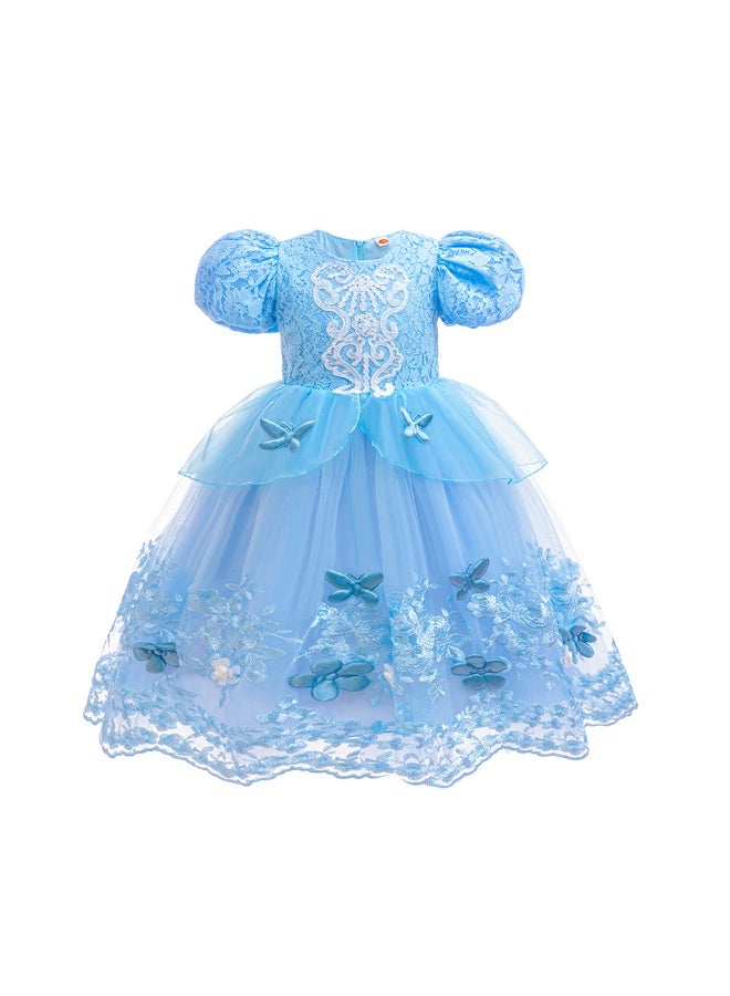 فستان ساحرة سندريلا بأزرار الدانتيل للأطفال ل costume عيد الهالوين - Image 2