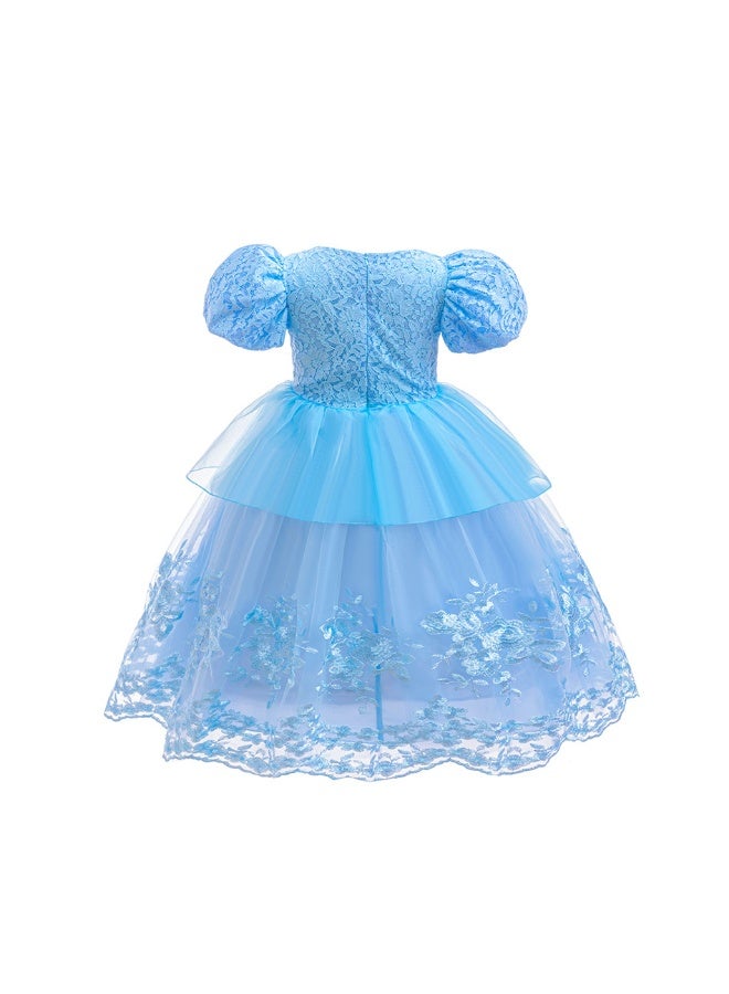 فستان ساحرة سندريلا بأزرار الدانتيل للأطفال ل costume عيد الهالوين - Image 3
