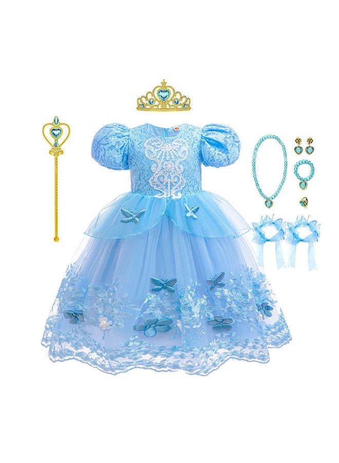 فستان ساحرة سندريلا بأزرار الدانتيل للأطفال ل costume عيد الهالوين - Image 1