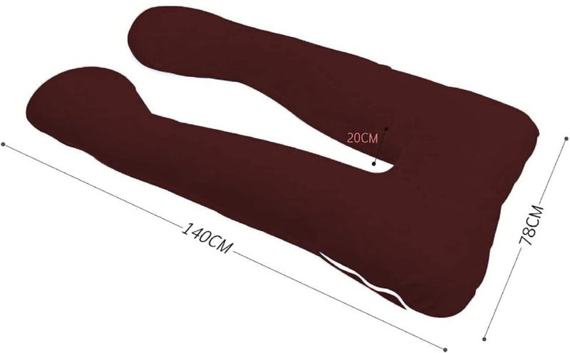 Texlux Premium Microfiber Ultra Soft U Shaped Pregnancy Pillow/Maternity Pillow/Body Pillow/Lumber Zippered Cover-Maroon - Image 5