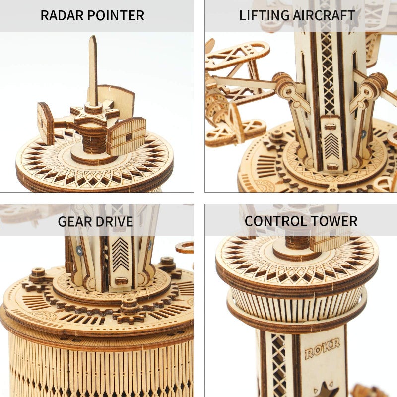 ROKR 3D Wooden Puzzle Mechanical Music Box,DIY Aircraft Model Kits to Build,Best Toy Gift for Teens,Adults on Birthday,Decoration for Room - Image 5
