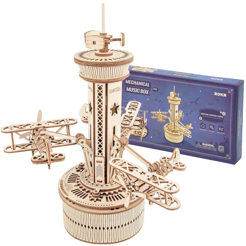 ROKR 3D Wooden Puzzle Mechanical Music Box,DIY Aircraft Model Kits to Build,Best Toy Gift for Teens,Adults on Birthday,Decoration for Room - Image 1