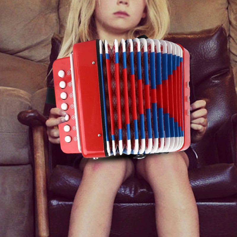 Mini Accordion Toy 7-Key 2 Bass Buttons Compact Size Produces Real Sounds - Sturdy Construction Safe Non-Toxic Materials Toy Accordion for Kids Beginners - Image 5
