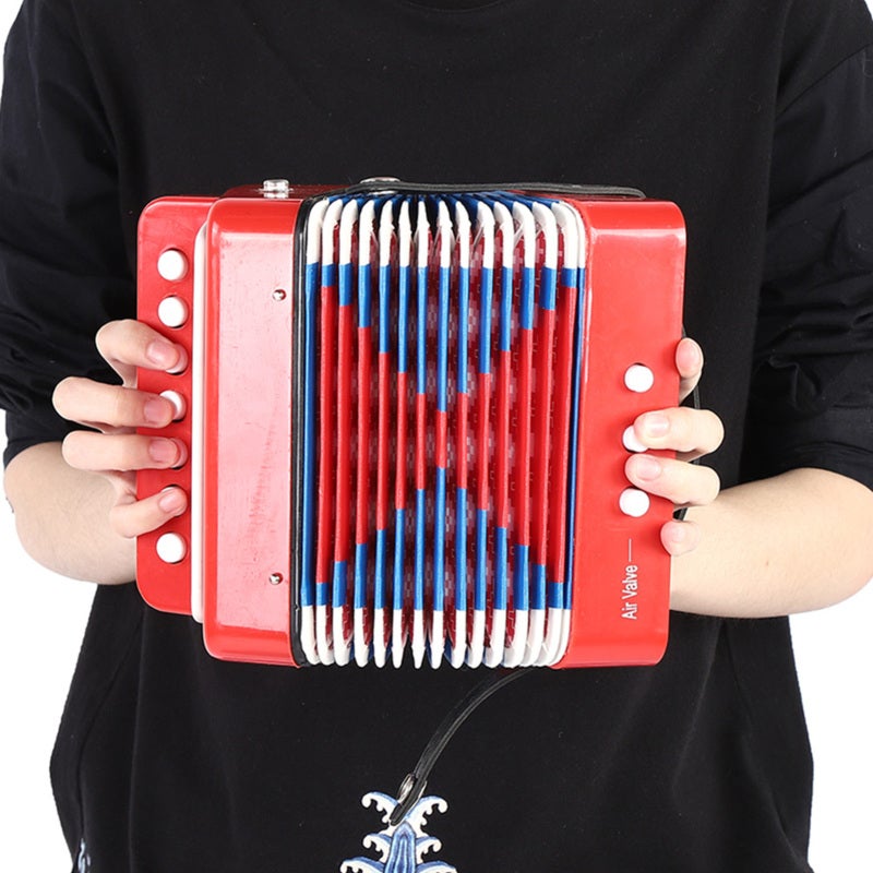 Mini Accordion Toy 7-Key 2 Bass Buttons Compact Size Produces Real Sounds - Sturdy Construction Safe Non-Toxic Materials Toy Accordion for Kids Beginners - Image 3