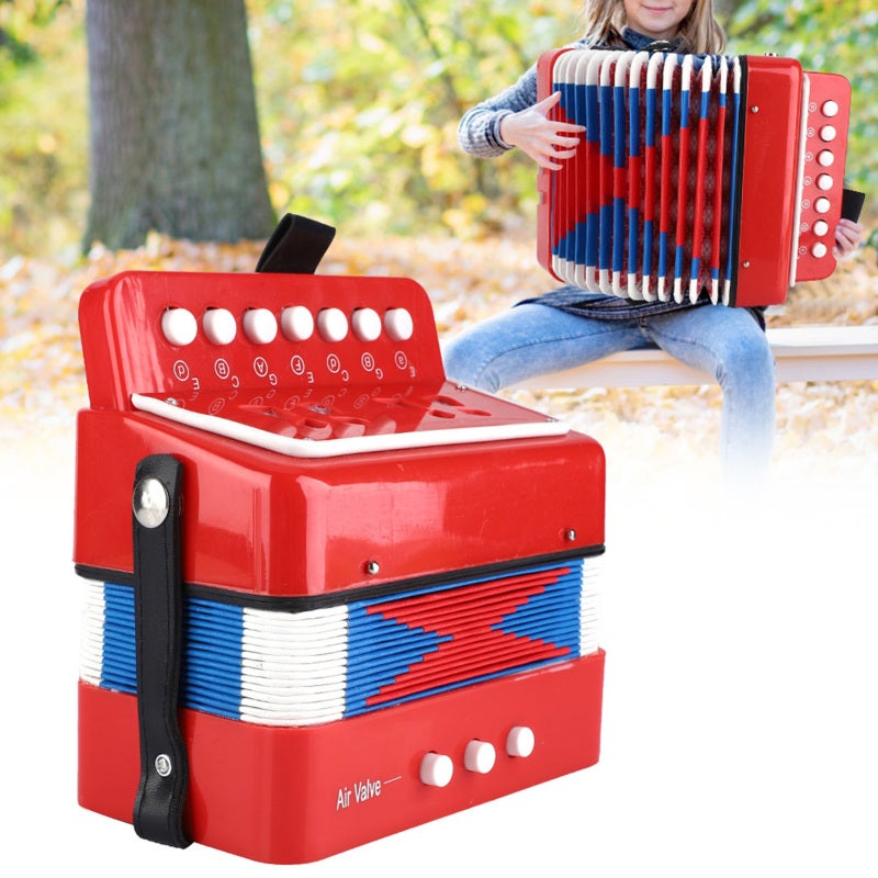 Mini Accordion Toy 7-Key 2 Bass Buttons Compact Size Produces Real Sounds - Sturdy Construction Safe Non-Toxic Materials Toy Accordion for Kids Beginners - Image 4