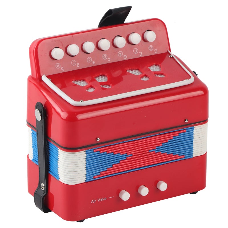 Mini Accordion Toy 7-Key 2 Bass Buttons Compact Size Produces Real Sounds - Sturdy Construction Safe Non-Toxic Materials Toy Accordion for Kids Beginners - Image 1
