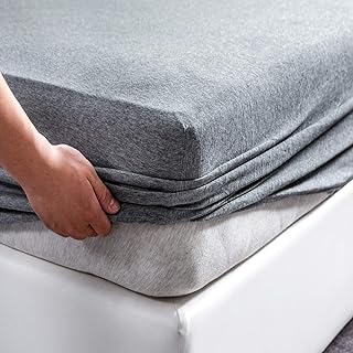 PURE ERA PURE ERA Jersey Knit Cotton Fitted Bottom Sheet ONLY (No Flat Sheet or Pillow Cases) Extra Deep Pocket Up to 15" to 20"  - Image 1