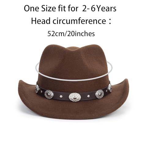 UTOWO Kids Western-Cowboy-Hat Felt-Cowgirl-Hat for Little Kids Wide Brim Fedora Hats - Image 4
