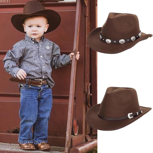UTOWO Kids Western-Cowboy-Hat Felt-Cowgirl-Hat for Little Kids Wide Brim Fedora Hats - Image 3