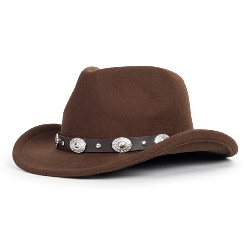 UTOWO Kids Western-Cowboy-Hat Felt-Cowgirl-Hat for Little Kids Wide Brim Fedora Hats - Image 1