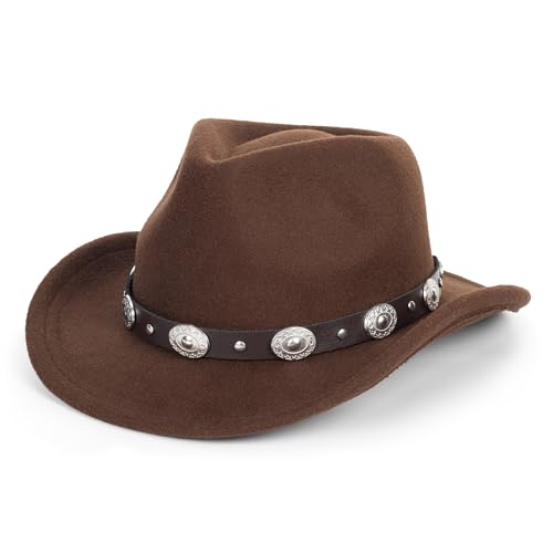 UTOWO Kids Western-Cowboy-Hat Felt-Cowgirl-Hat for Little Kids Wide Brim Fedora Hats - Image 5