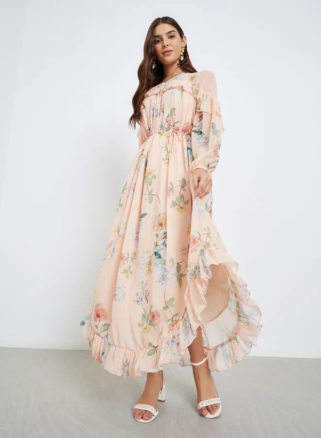 ستايلي Styli Peach Floral Maxi Dress