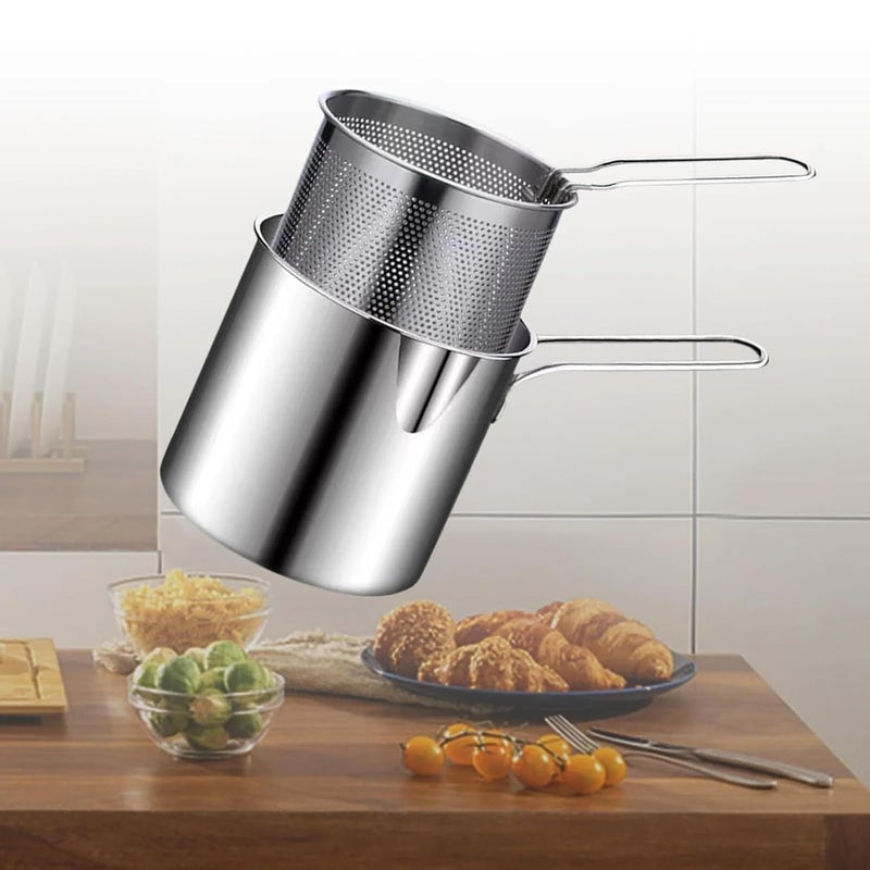 BYRM Stainless Steel Deep Frying Strainer Oil Basket with French Fries Basket Fry Pan Food Strainer Colander Potato Chips Rack Mini Mesh Pot FREEPOTATO Chips CUTTEER - Image 4