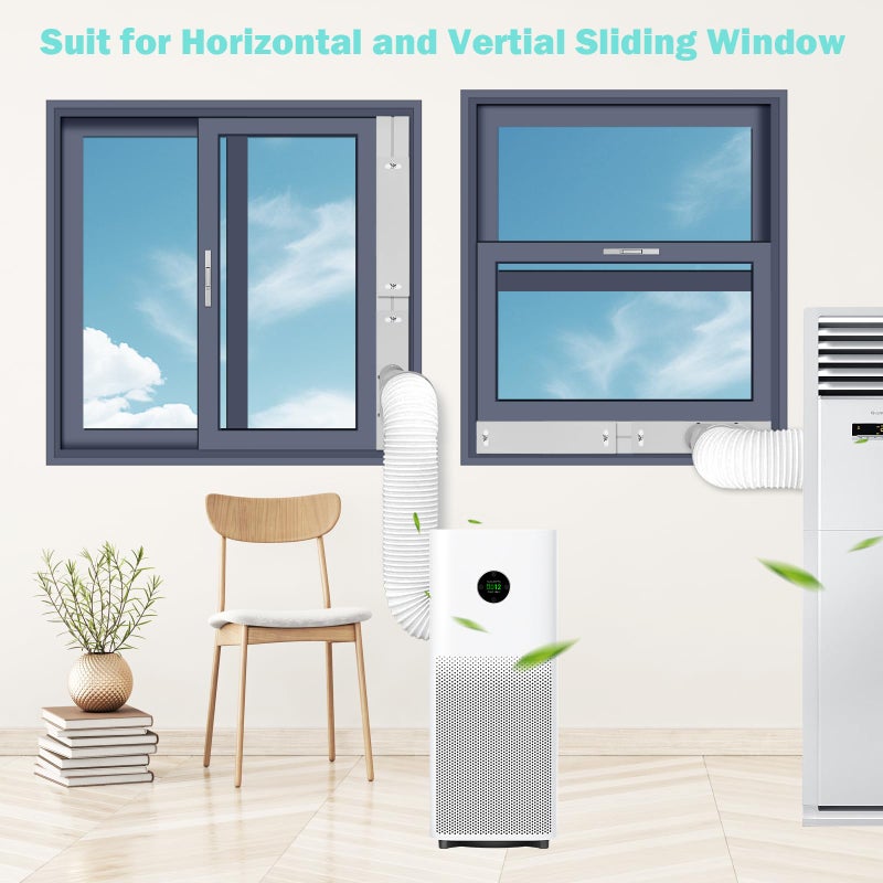 MQIDLFE Portable Air Conditioner Kit Adjustable Window Seal with 5.9â€ Diameter 59 Inch Length Exhaust Hose for Horizontal&Vertical Window - Image 5