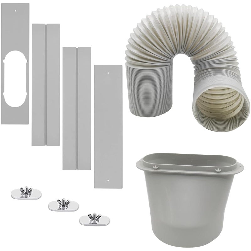 MQIDLFE Portable Air Conditioner Kit Adjustable Window Seal with 5.9â€ Diameter 59 Inch Length Exhaust Hose for Horizontal&Vertical Window - Image 1