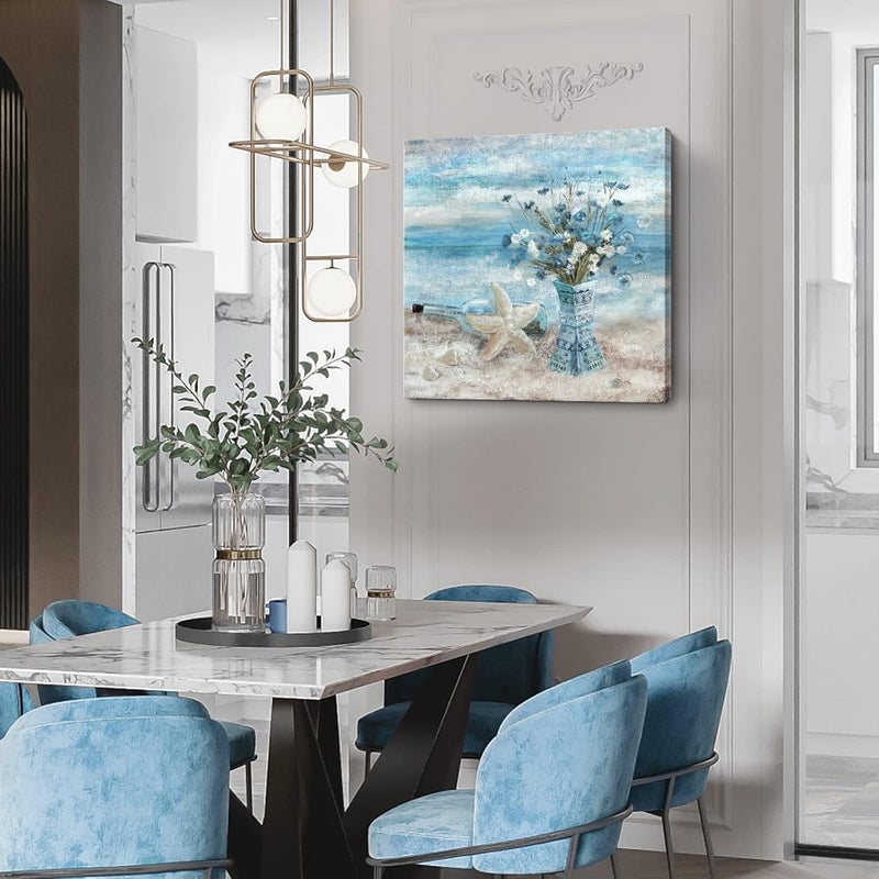 NALACAL Ocean Theme Flower Canvas Print Wall Art - Image 5