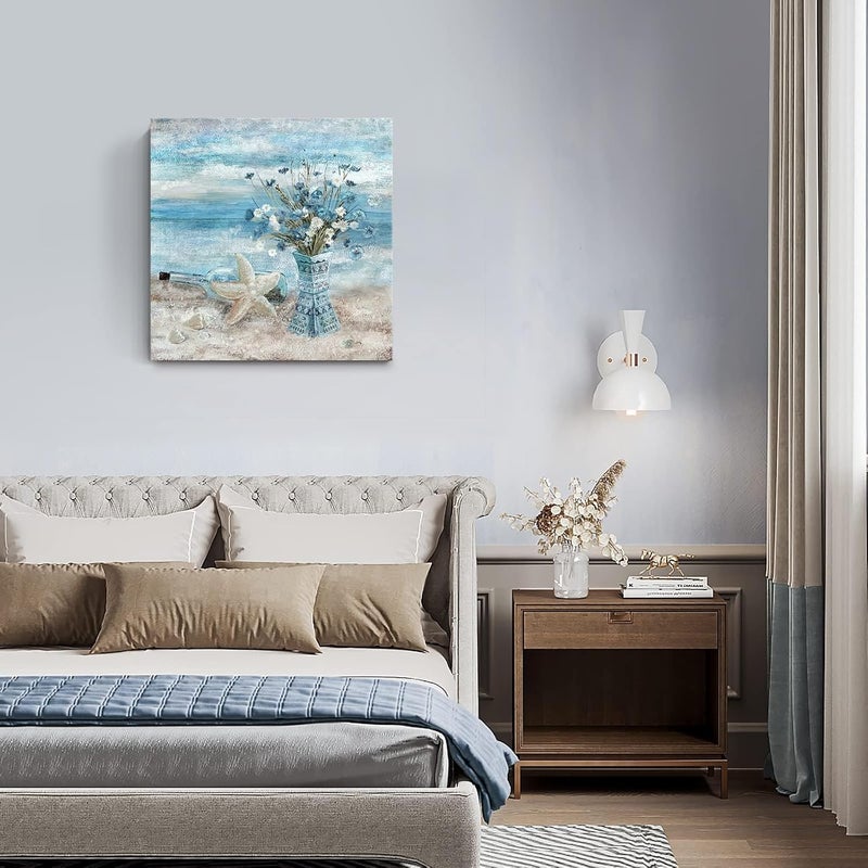 NALACAL Ocean Theme Flower Canvas Print Wall Art - Image 4