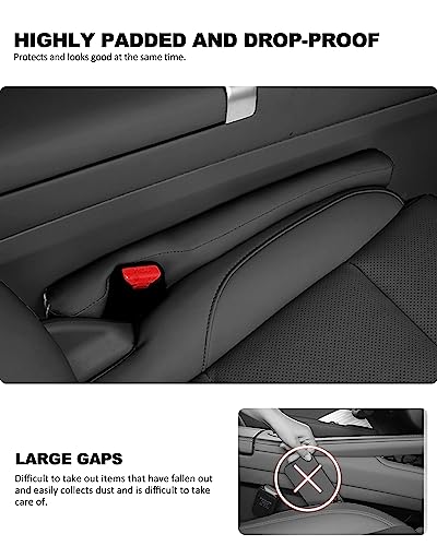 Nosxxus Leather Car Seat Gap Filler Spacer Universal Seat Gap Filler Plug for Car SUV Truck Fit Organizer Fill The Gap Between Seat and Console Stop Things from Dropping - Image 2