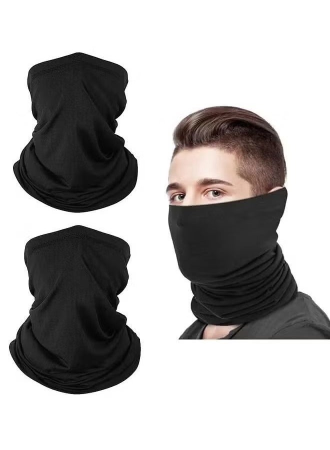 2 Pieces Sun UV Protection Face Mask Breathable Outdoor Cycling Neck Scarf Set Black - Image 1