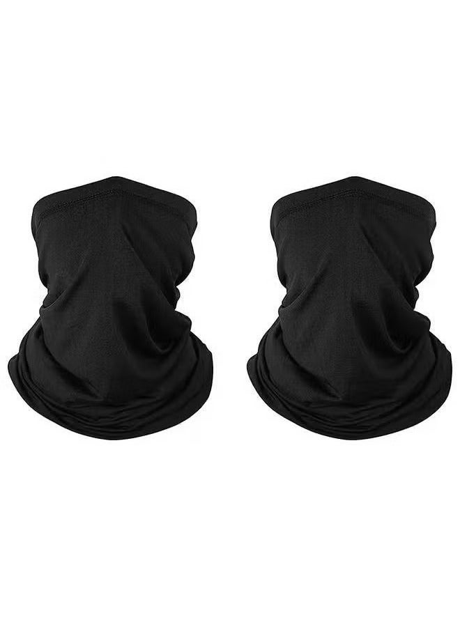 2 Pieces Sun UV Protection Face Mask Breathable Outdoor Cycling Neck Scarf Set Black - Image 2