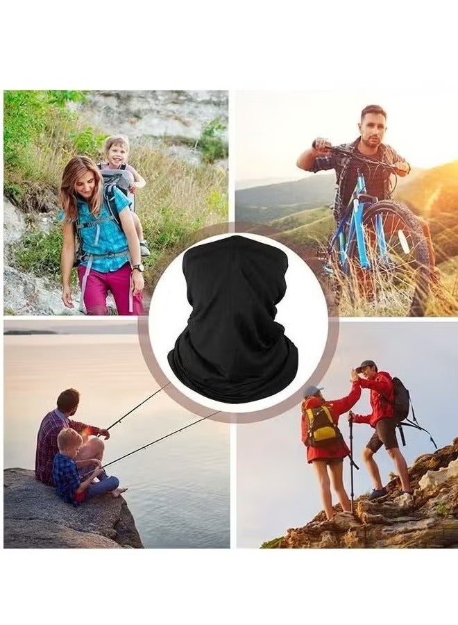 2 Pieces Sun UV Protection Face Mask Breathable Outdoor Cycling Neck Scarf Set Black - Image 4