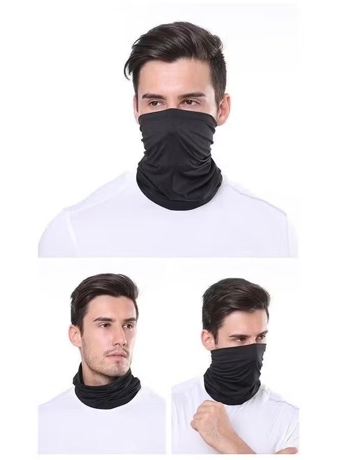 2 Pieces Sun UV Protection Face Mask Breathable Outdoor Cycling Neck Scarf Set Black - Image 3