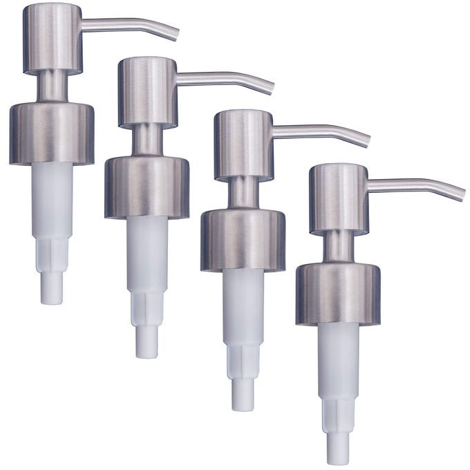 STAINLESS STEEL SOAP LOTION DISPENSER PUMPS BRUSHED NICKEL REPLACEMENT 4 PACK