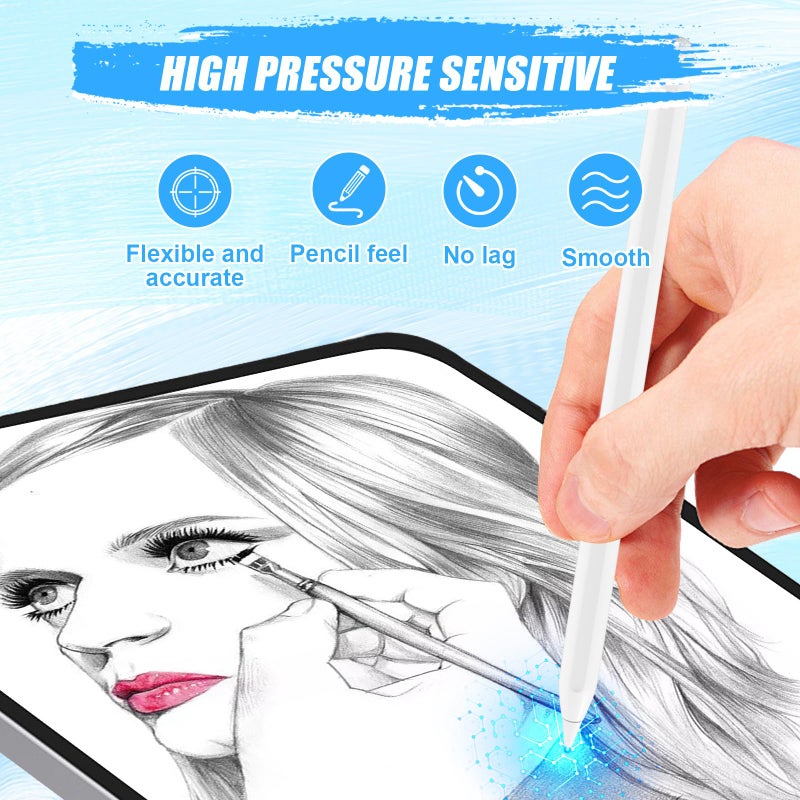 REEYEAR Upgraded iPad Pen Tips fit for Apple Pencil Pro/2nd /1st /USB-C Generation iPad Pro Air Mini Pencil,0.78mm No Wear Out Metal Fine Point Accurate Increasing Pencil Nibs, Write Like A Real Pen,White - Image 4