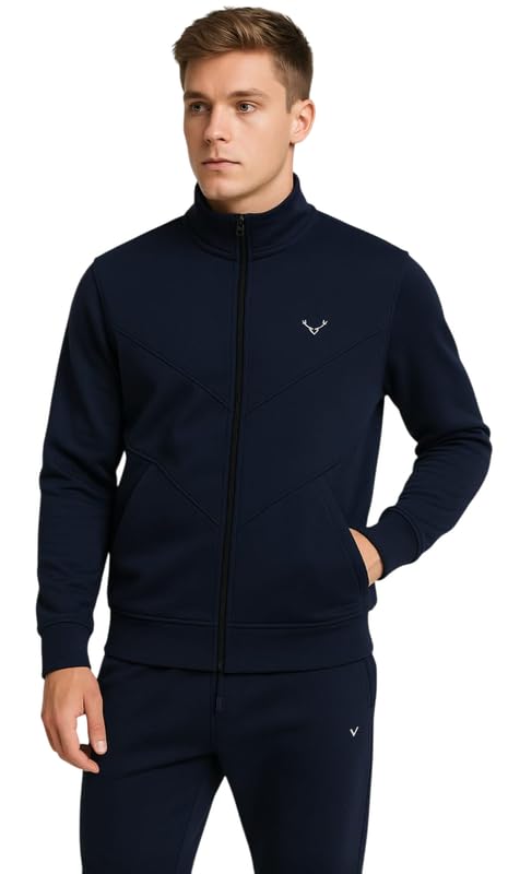 CAPICHINO Men Two Piece Tracksuit Set | Winter Pajama & Jacket Combo | Stylish Sportswear for (Blue,Large) - Image 1