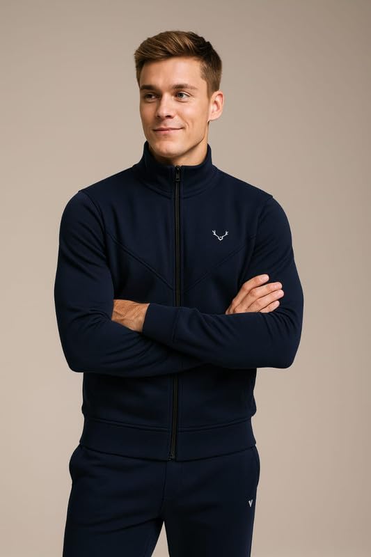 CAPICHINO Men Two Piece Tracksuit Set | Winter Pajama & Jacket Combo | Stylish Sportswear for (Blue,Large) - Image 2