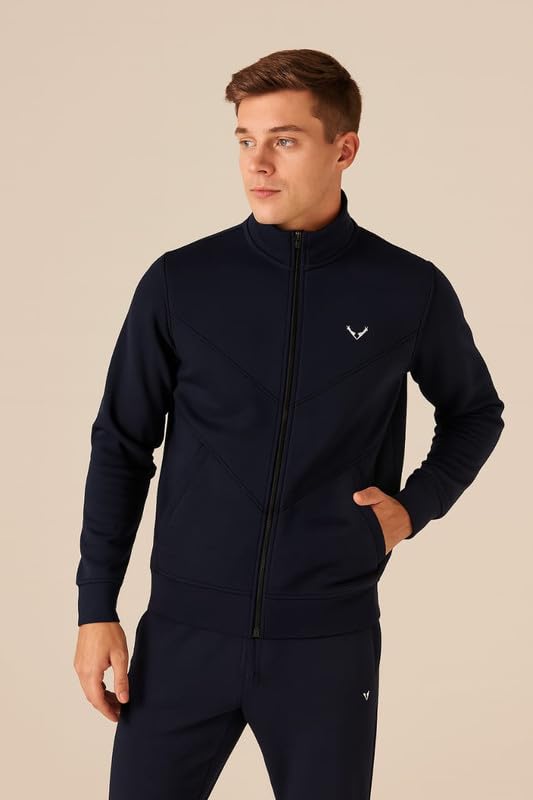 CAPICHINO Men Two Piece Tracksuit Set | Winter Pajama & Jacket Combo | Stylish Sportswear for (Blue,Large) - Image 4