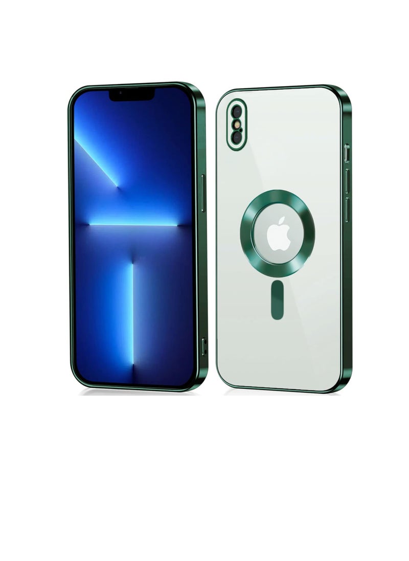 Generic Case for iPhone XS Max MagSafe with Camera Lens Protector,Magnetic Clear Case Full Protection Plating Anti-Scratch Slim Thin Case Cover - Green  - Image 1