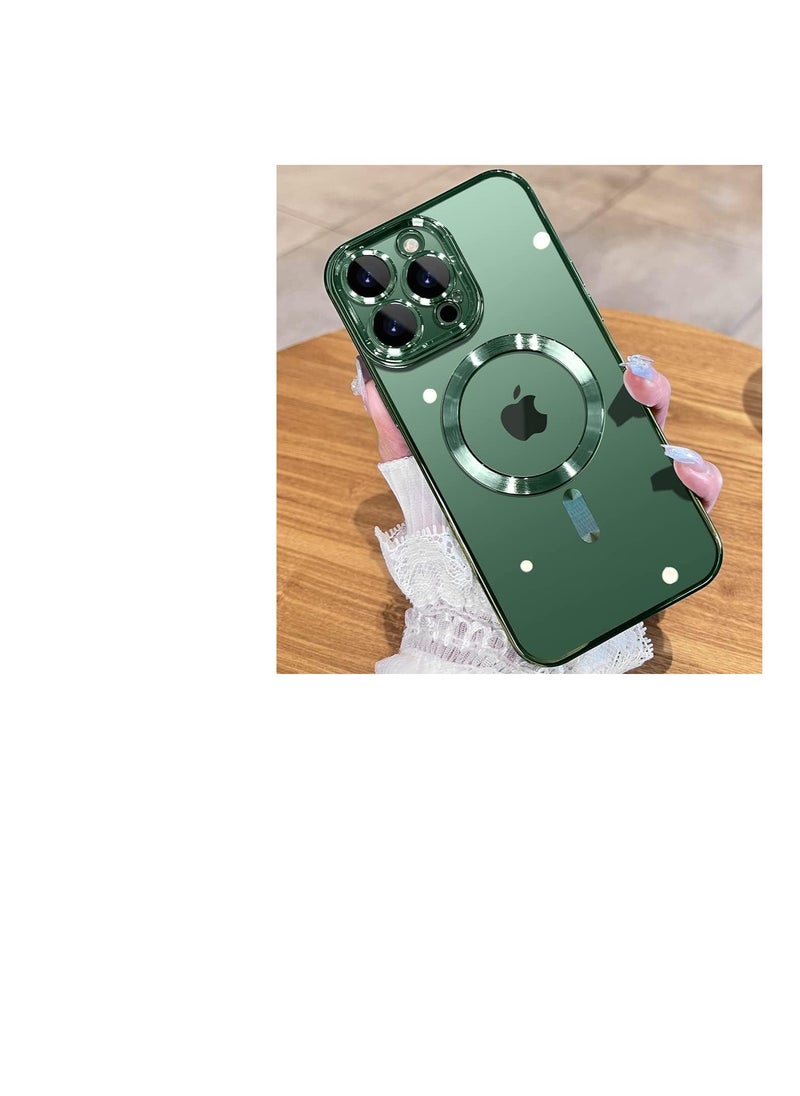 Generic Case for iPhone XS Max MagSafe with Camera Lens Protector,Magnetic Clear Case Full Protection Plating Anti-Scratch Slim Thin Case Cover - Green  - Image 2