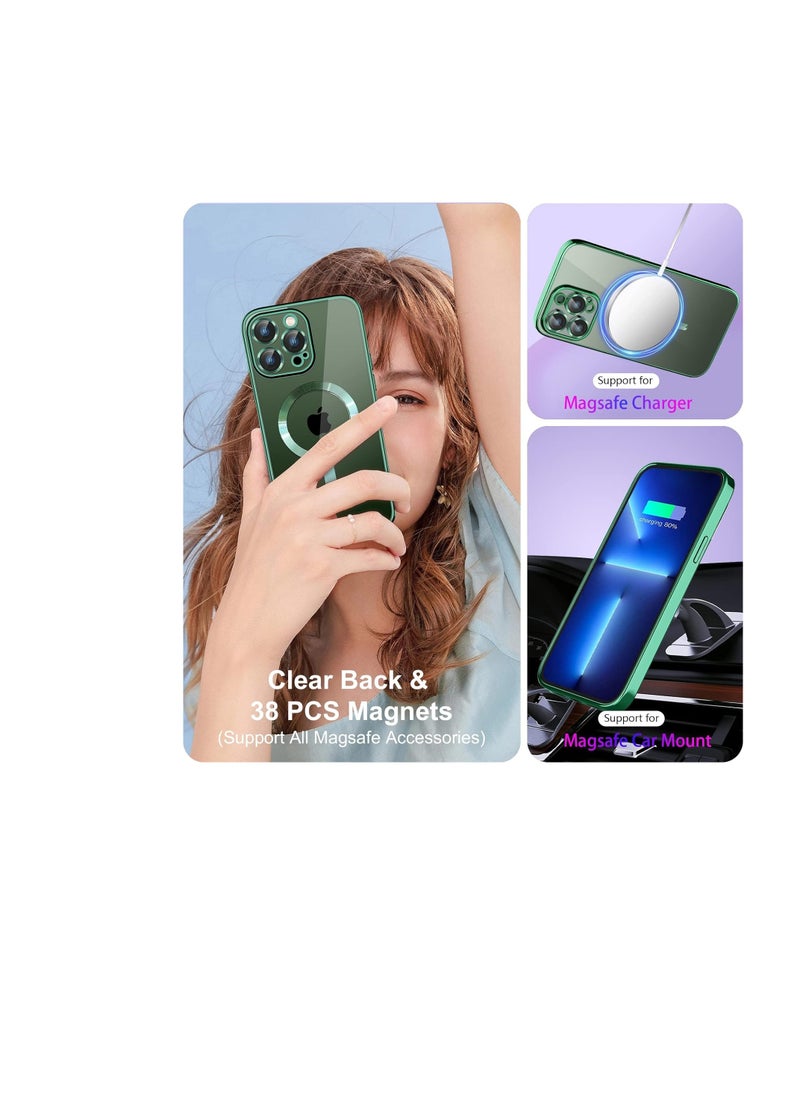 Generic Case for iPhone XS Max MagSafe with Camera Lens Protector,Magnetic Clear Case Full Protection Plating Anti-Scratch Slim Thin Case Cover - Green  - Image 3