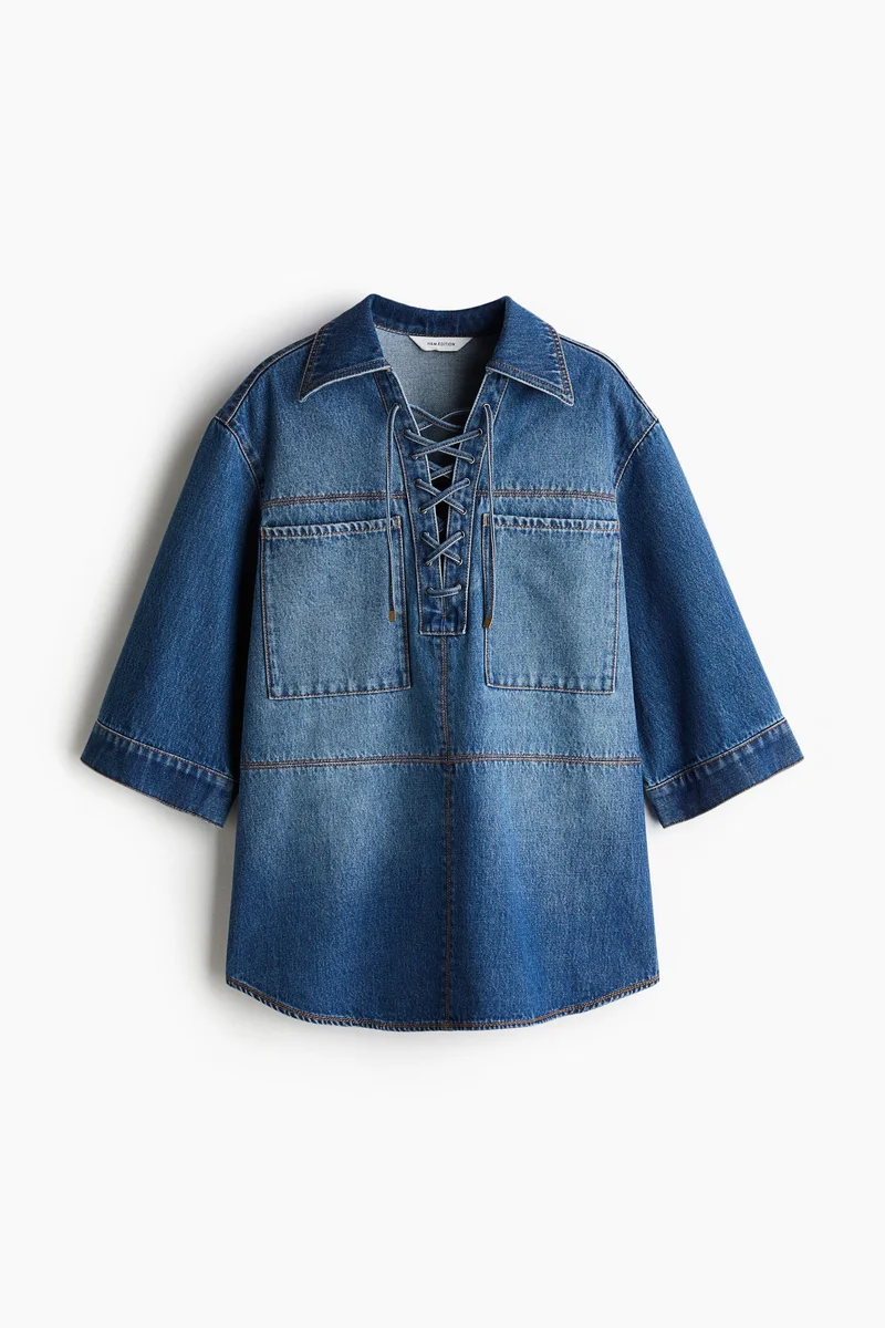 H&M Lace-up denim shirt