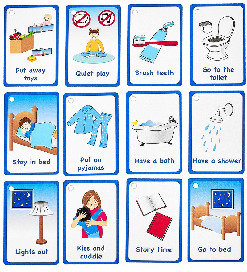 Amonev Amonev My Bedtime Routine Cards 12 PECS Flashcards for visual aid Special Ed, Speech Delay Non Verbal Children and adults with Autism or Special Needs  - Image 1