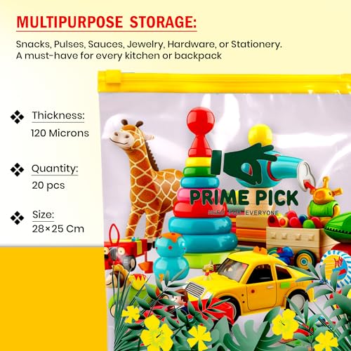 Prime Pick Fresh Lock Zip Storage Bags Reusable Food Storage Zip Lock Bags 120 Micron Leak Proof Double Zipper BPA Free Food Grade Freezer Microwave Safe Multicolour Small Medium Large Pack of 60 - Image 4