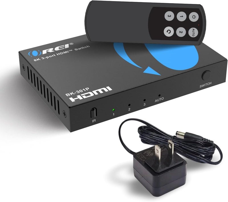 OREI HDMI Switch with Remote – 4K@120Hz 4:4:4 or 8K@60 4:2:0 HDMI Switcher – HDR10+, Dolby Vision, VRR, ALLM, CEC – Perfect for PS5/Xbox, Blu-ray Players, Fire TV - Image 1