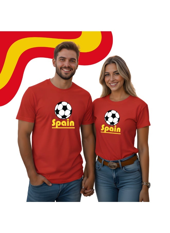 PRINTSHOP4ME Spain Unisex Adult T-Shirt - Short Sleeve Round Neck Cotton Tshirt for Men and Women - Soft and Comfortable - Gift for Football Fans - Image 2